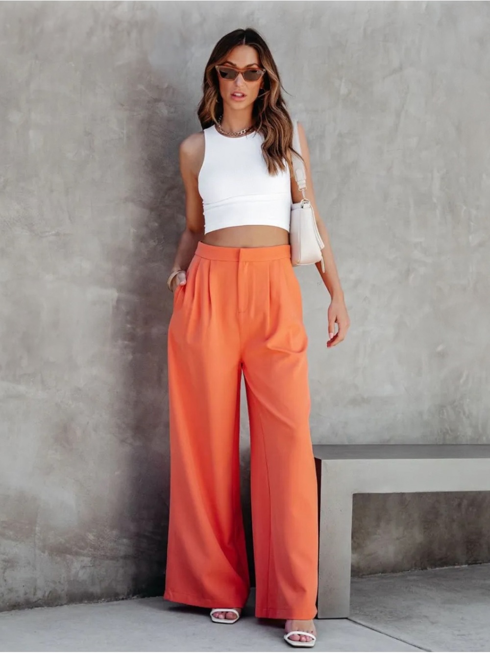VICI - Flying Tomato - Ivana High Waisted Pocketed Pants - Coral Orange - M